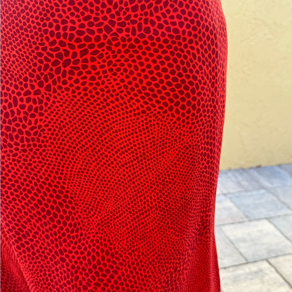 Y2K Vintage SPOONER Prague Red Silk Animal Print Realisation Par Skirt Sz 6/M - Picture 3 of 10